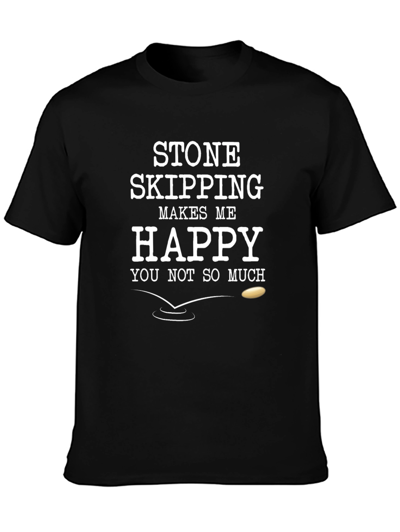 Stone Skipping T-Shirt Funny Mens Black Cotton Tee