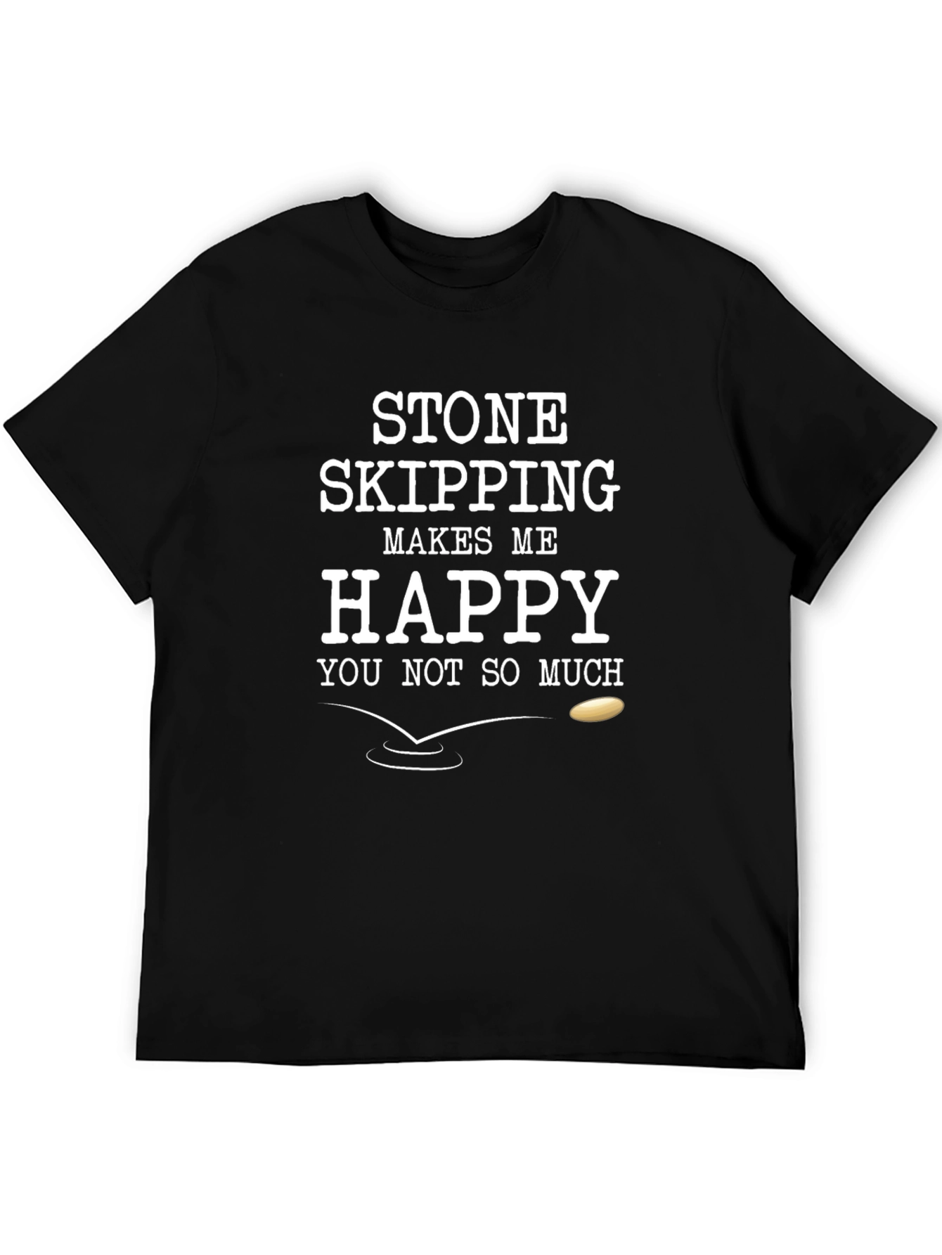 Stone Skipping T-Shirt Funny Mens Black Cotton Tee
