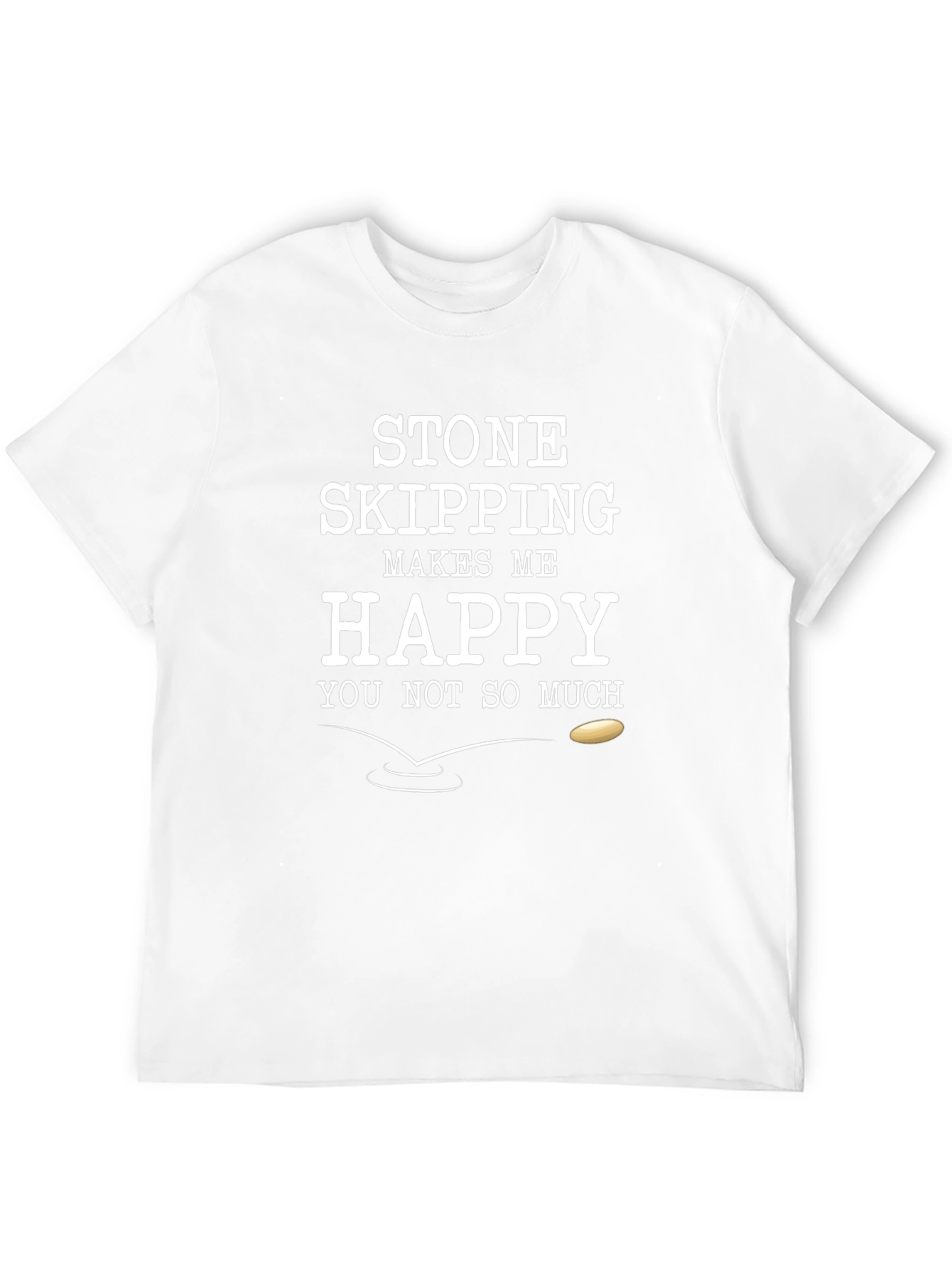 Stone Skipping T-Shirt Funny Mens Black Cotton Tee