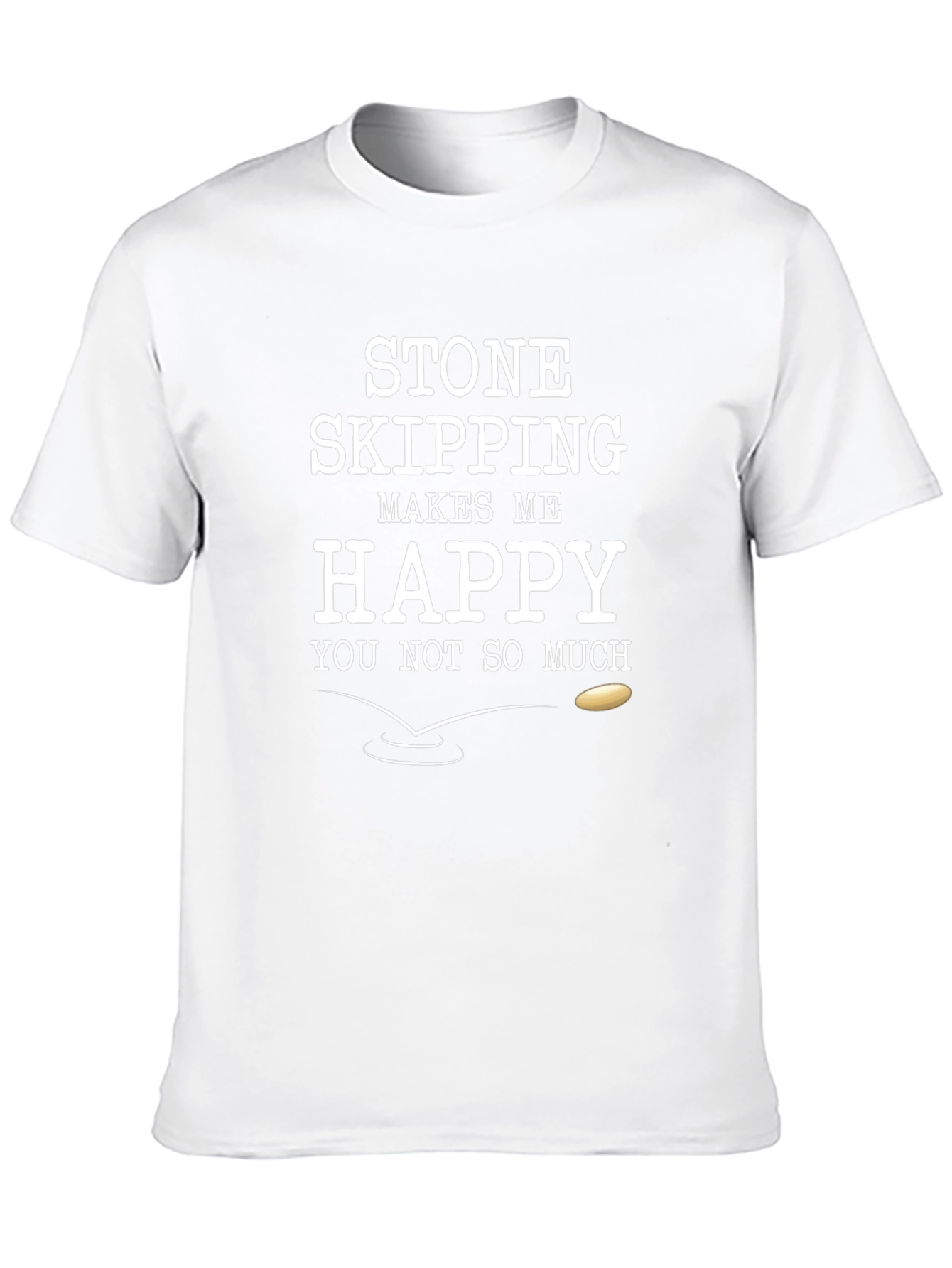 Stone Skipping T-Shirt Funny Mens Black Cotton Tee