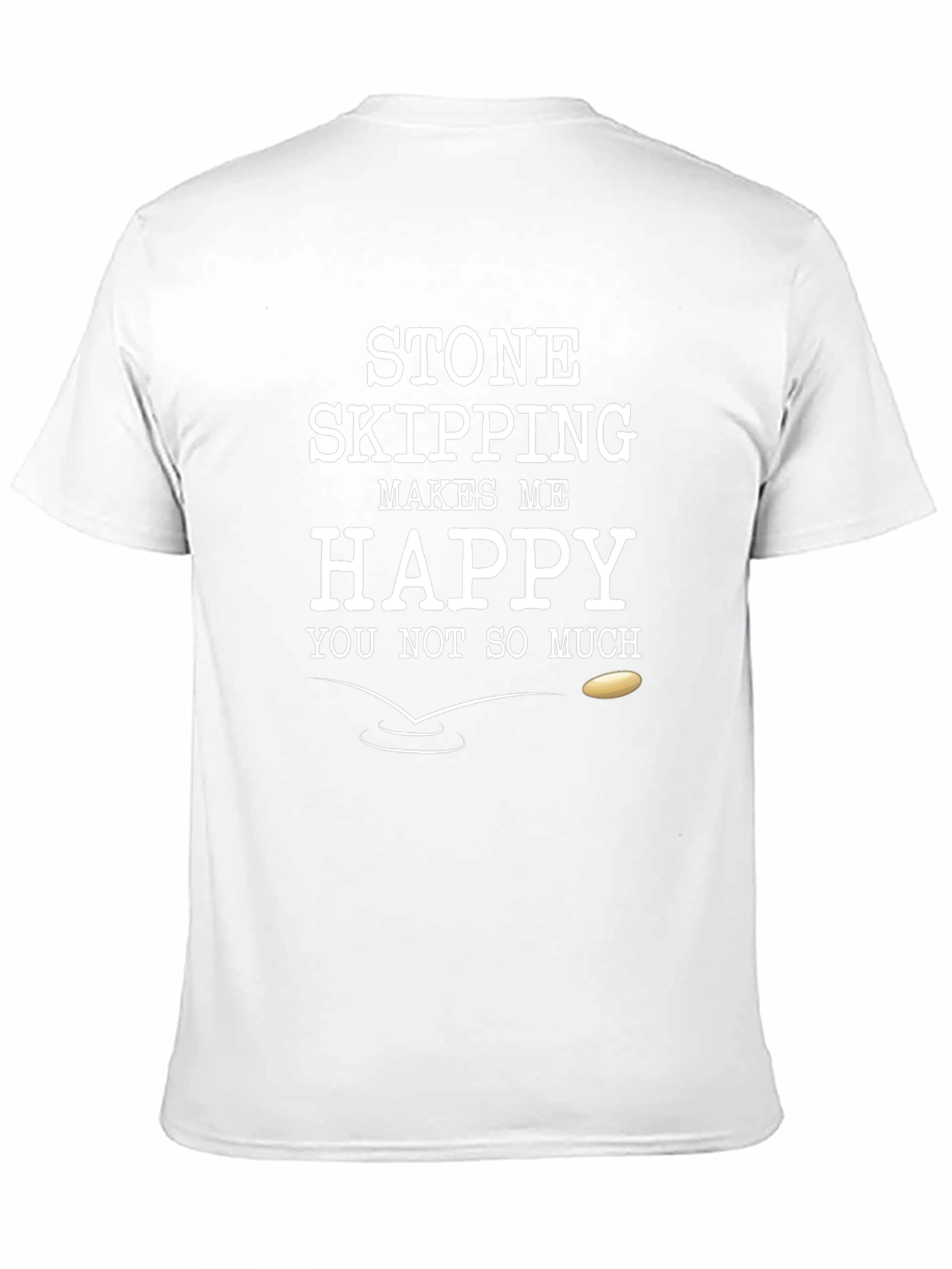 Stone Skipping T-Shirt Funny Mens Black Cotton Tee