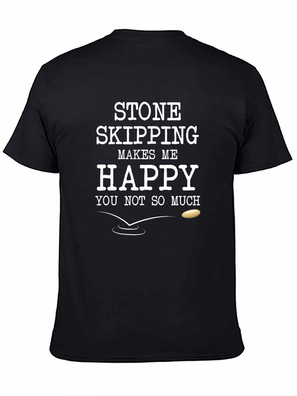 Stone Skipping T-Shirt Funny Mens Black Cotton Tee