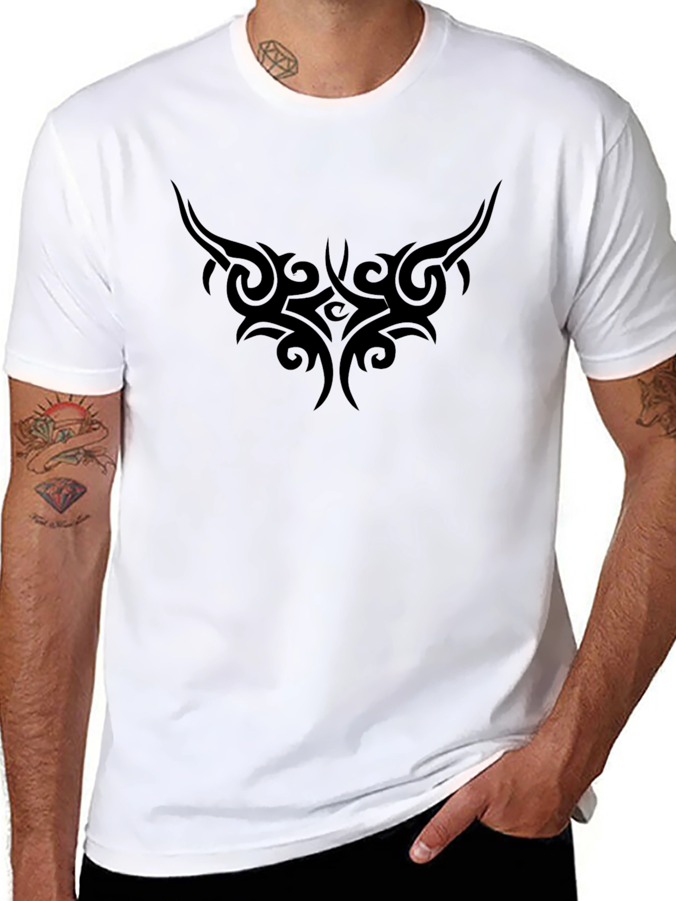 Black Tribal Tattoo Graphic T-Shirt