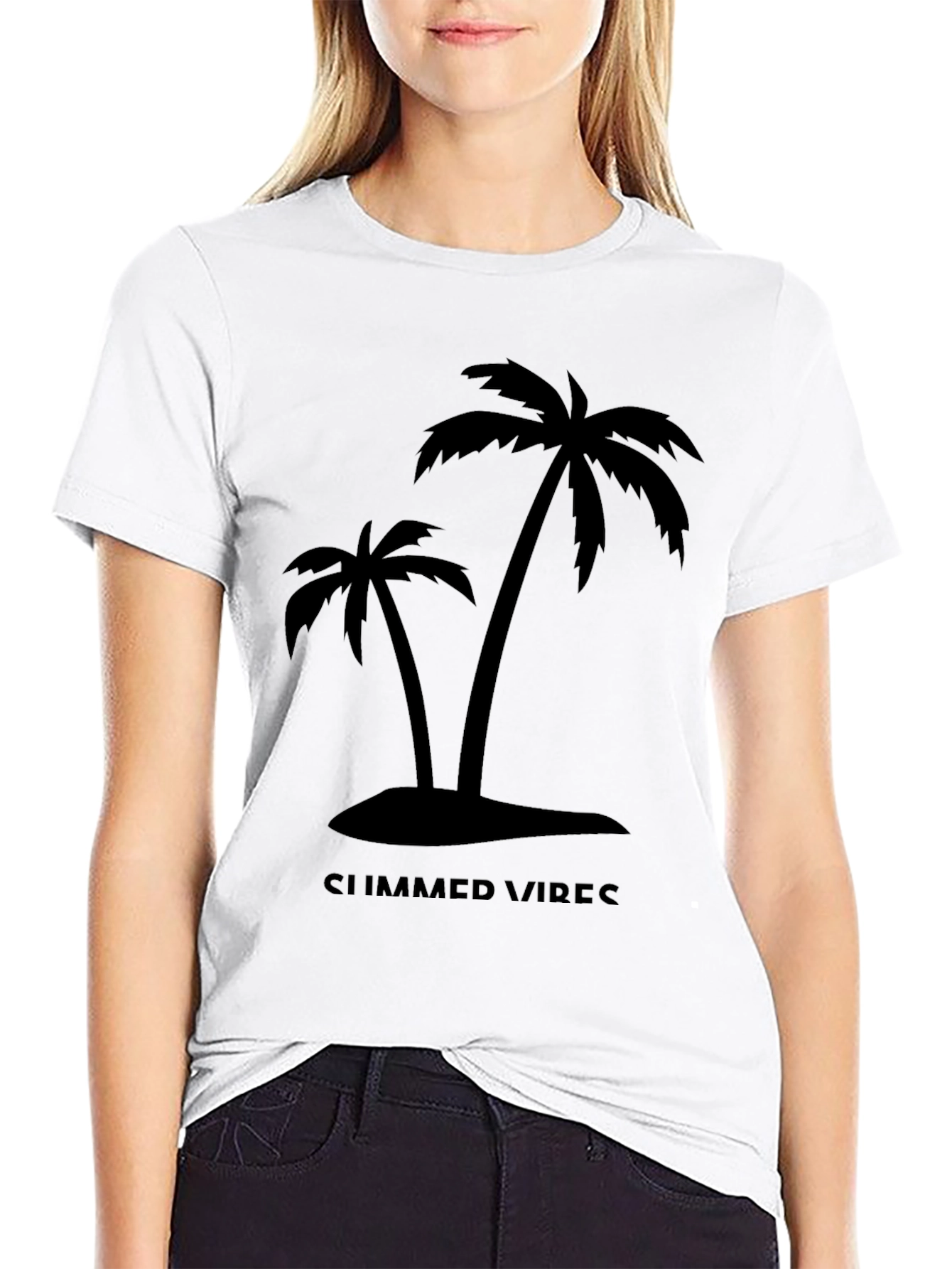 Summer Vibes Palm Tree Black T-Shirt