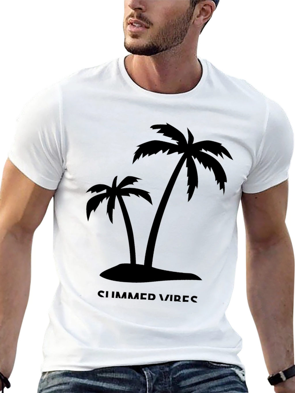 Summer Vibes Palm Tree Black T-Shirt