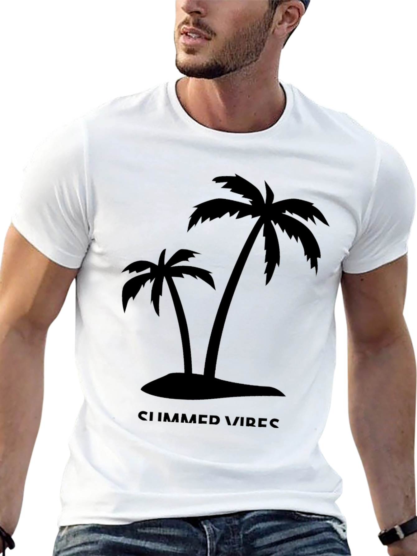 Summer Vibes Palm Tree Black T-Shirt