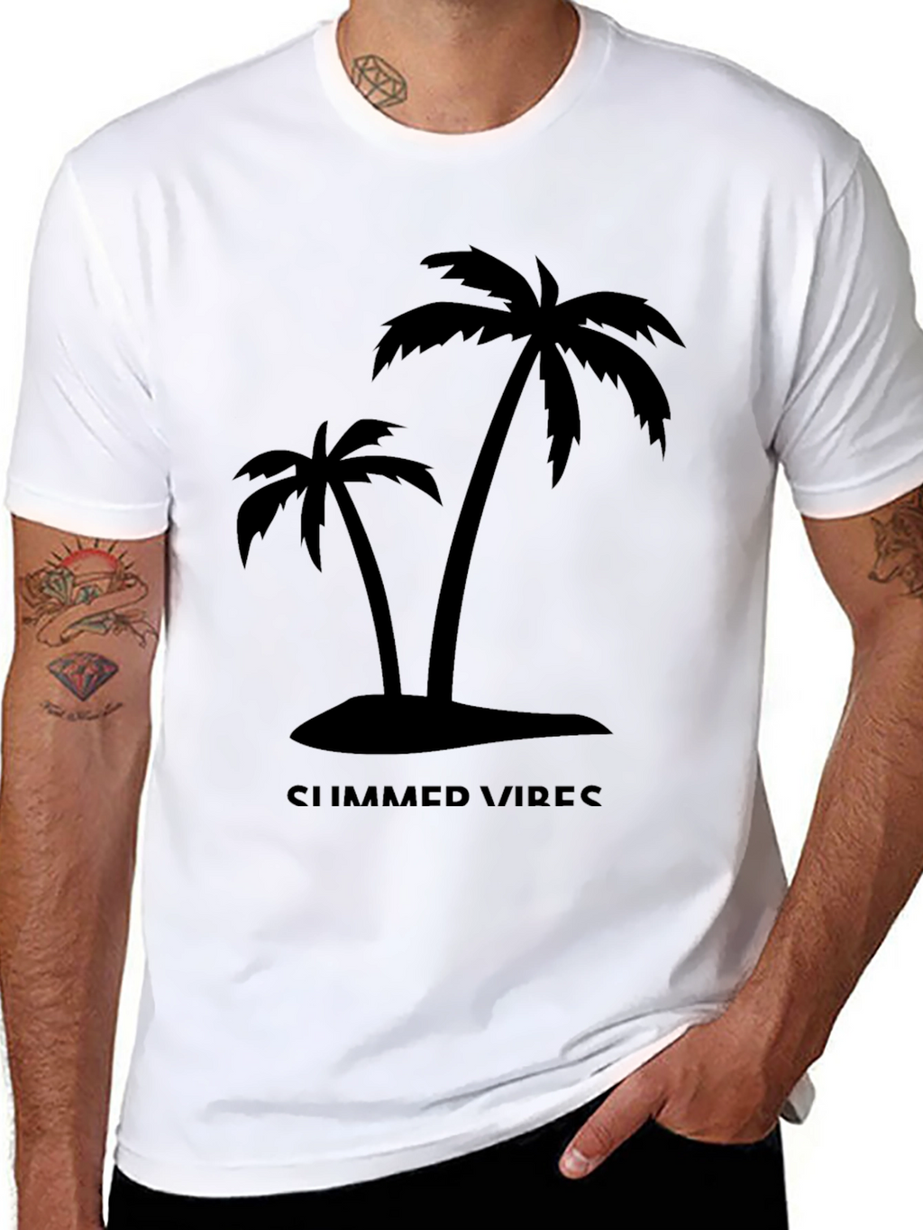 Summer Vibes Palm Tree Black T-Shirt