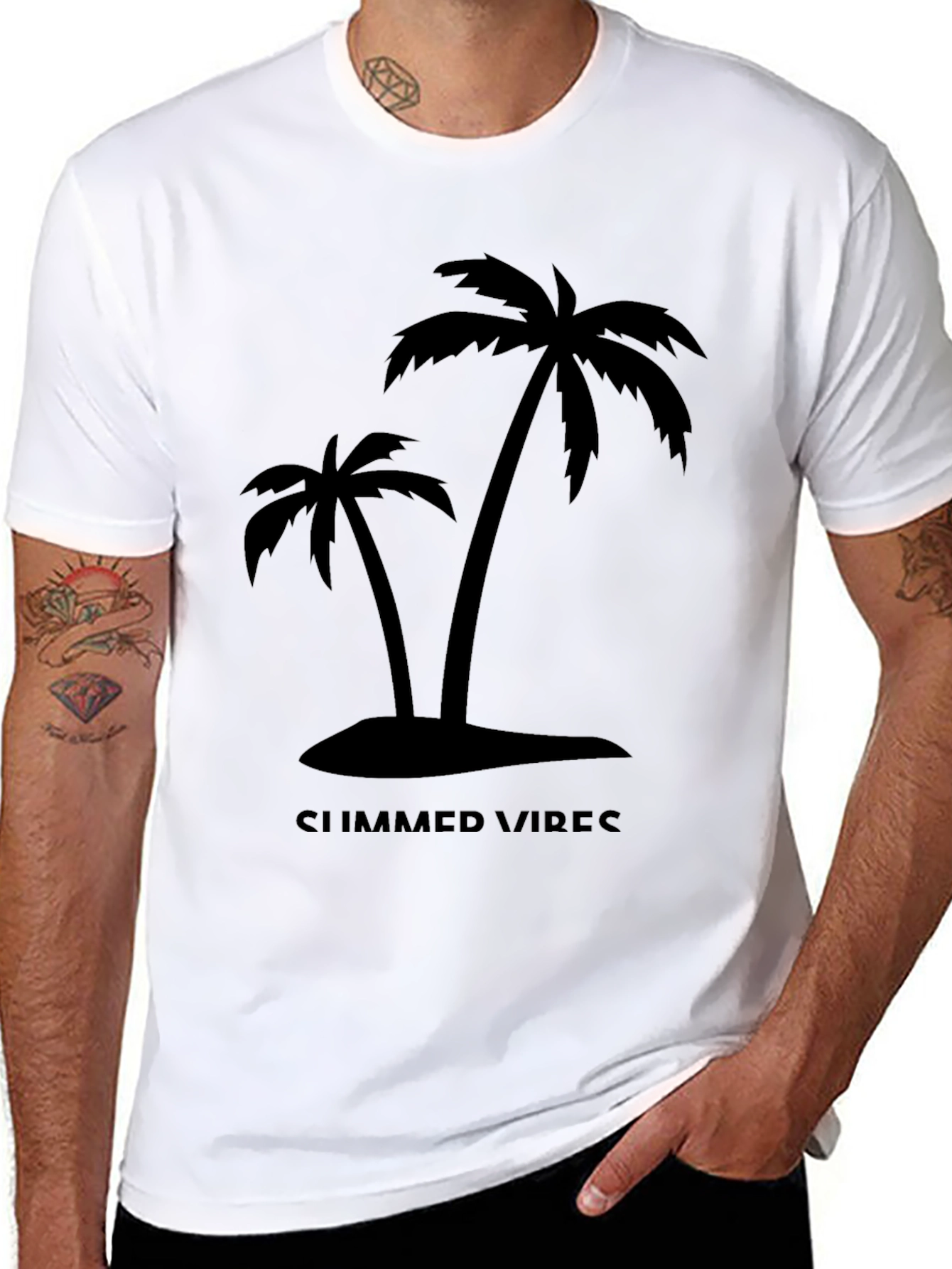 Summer Vibes Palm Tree Black T-Shirt