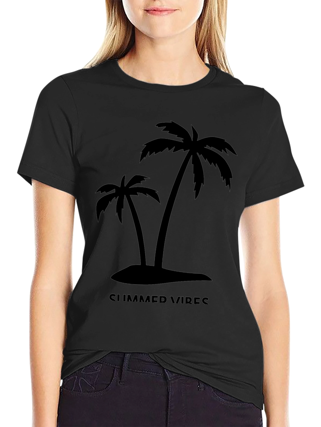 Summer Vibes Palm Tree Black T-Shirt