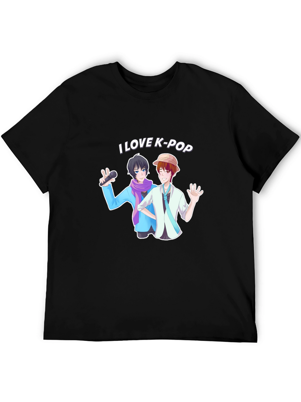 I Love K-Pop Black Graphic Tee Shirt