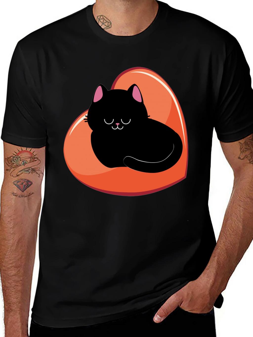 Black Cat Heart Graphic Tee