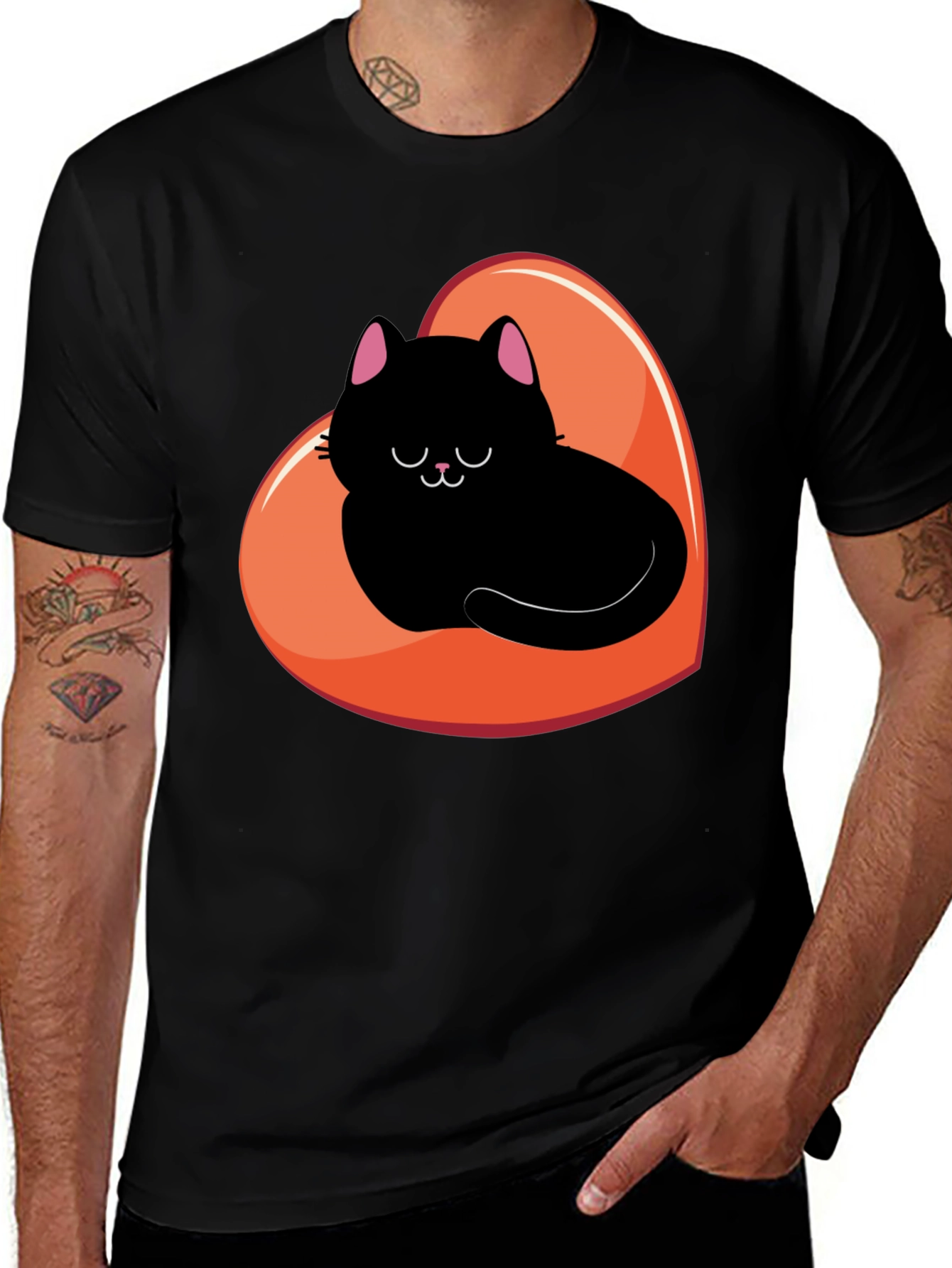 Black Cat Heart Graphic Tee