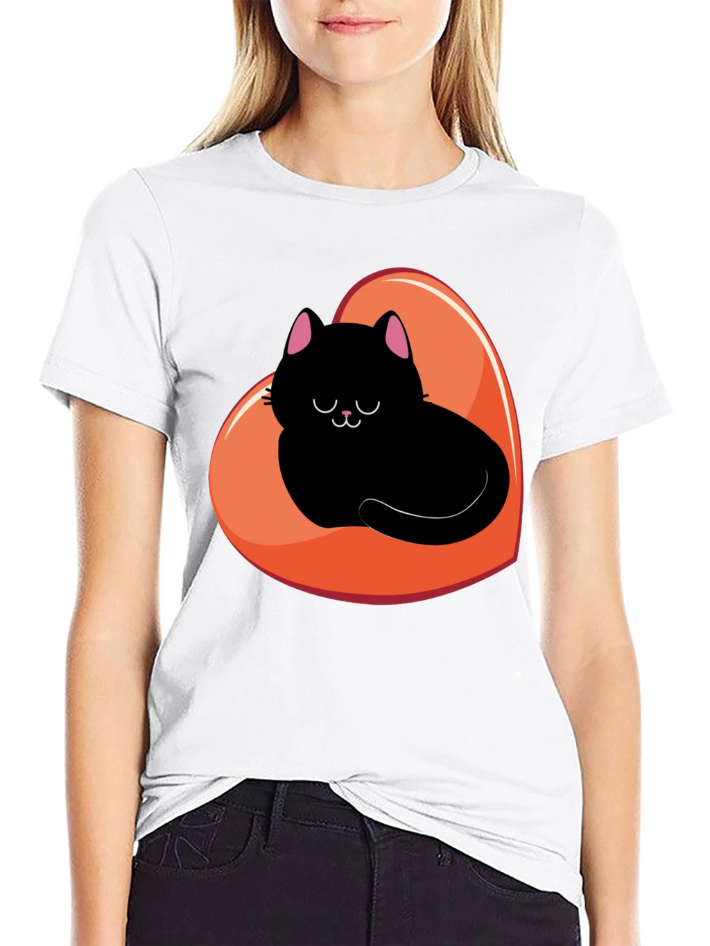 Black Cat Heart Graphic Tee
