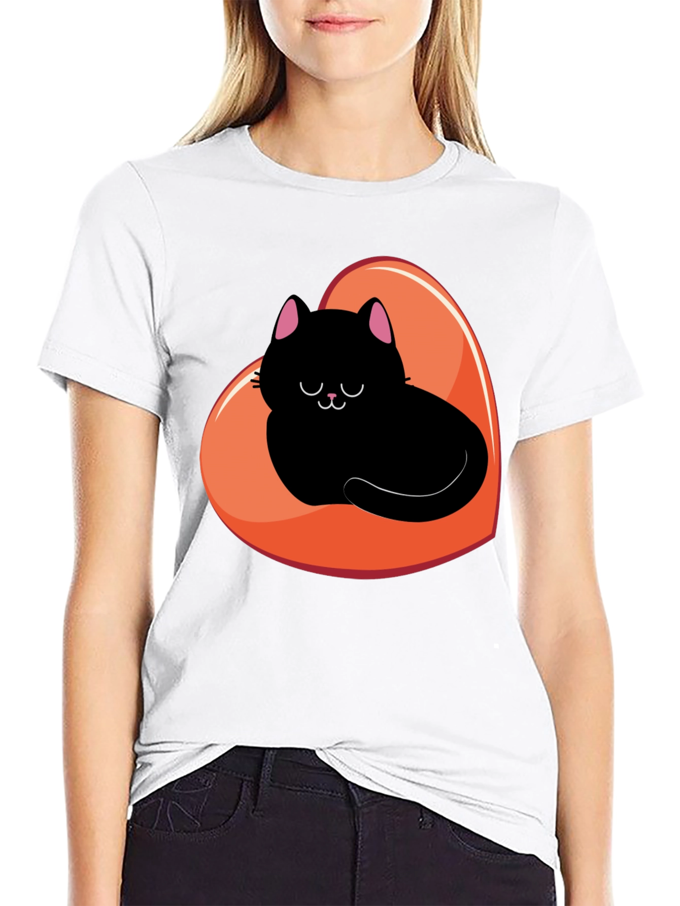 Black Cat Heart Graphic Tee