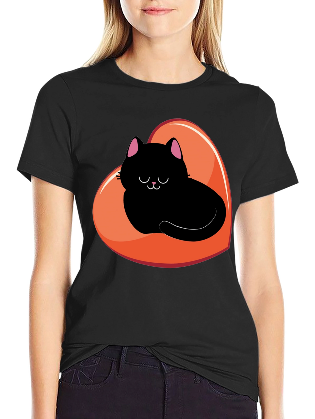 Black Cat Heart Graphic Tee