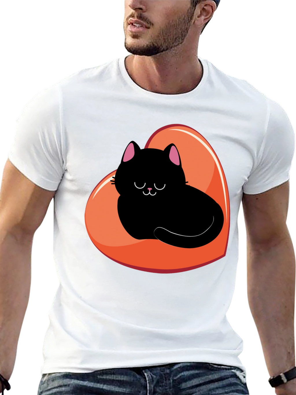 Black Cat Heart Graphic Tee