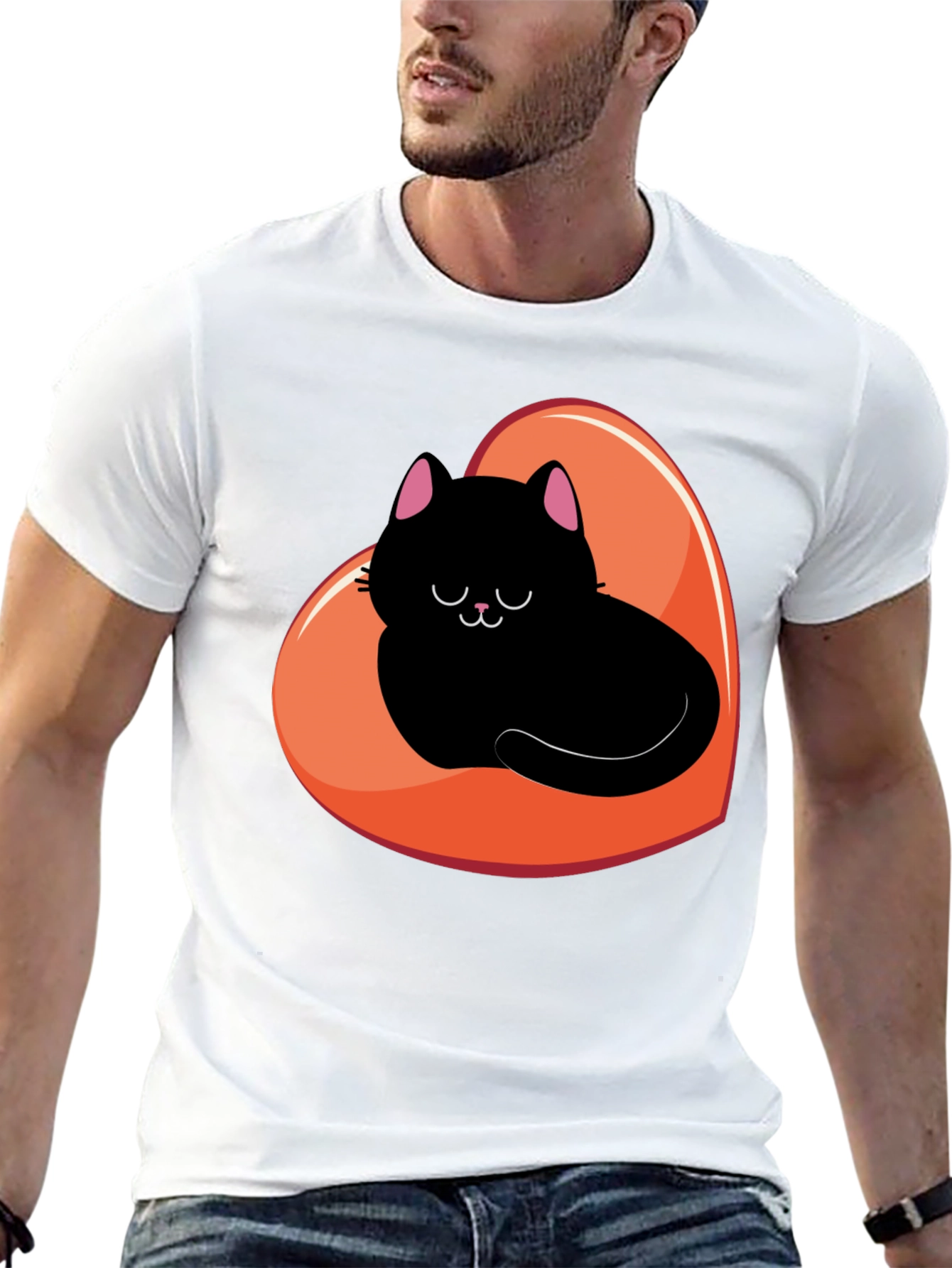 Black Cat Heart Graphic Tee