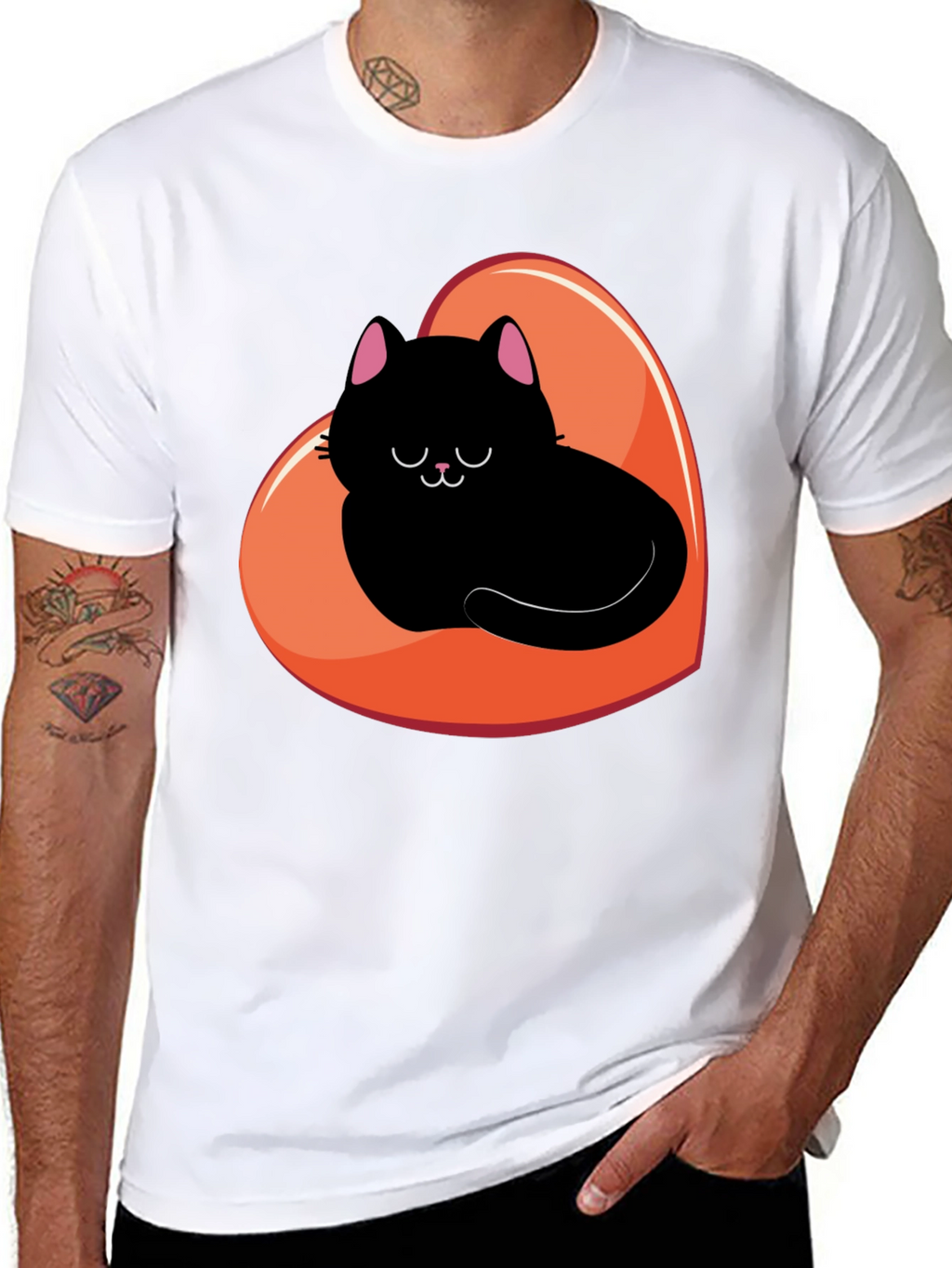 Black Cat Heart Graphic Tee