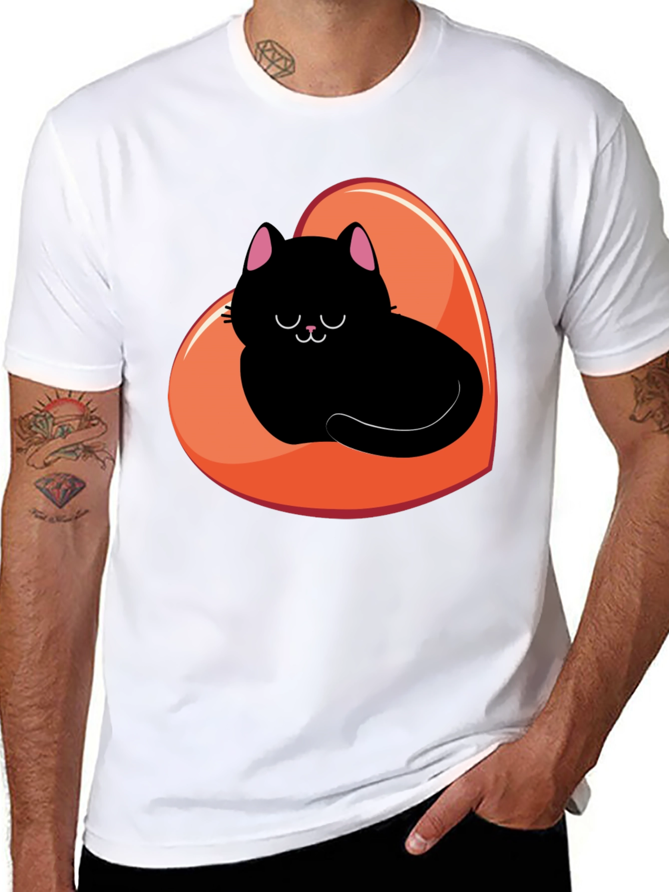 Black Cat Heart Graphic Tee