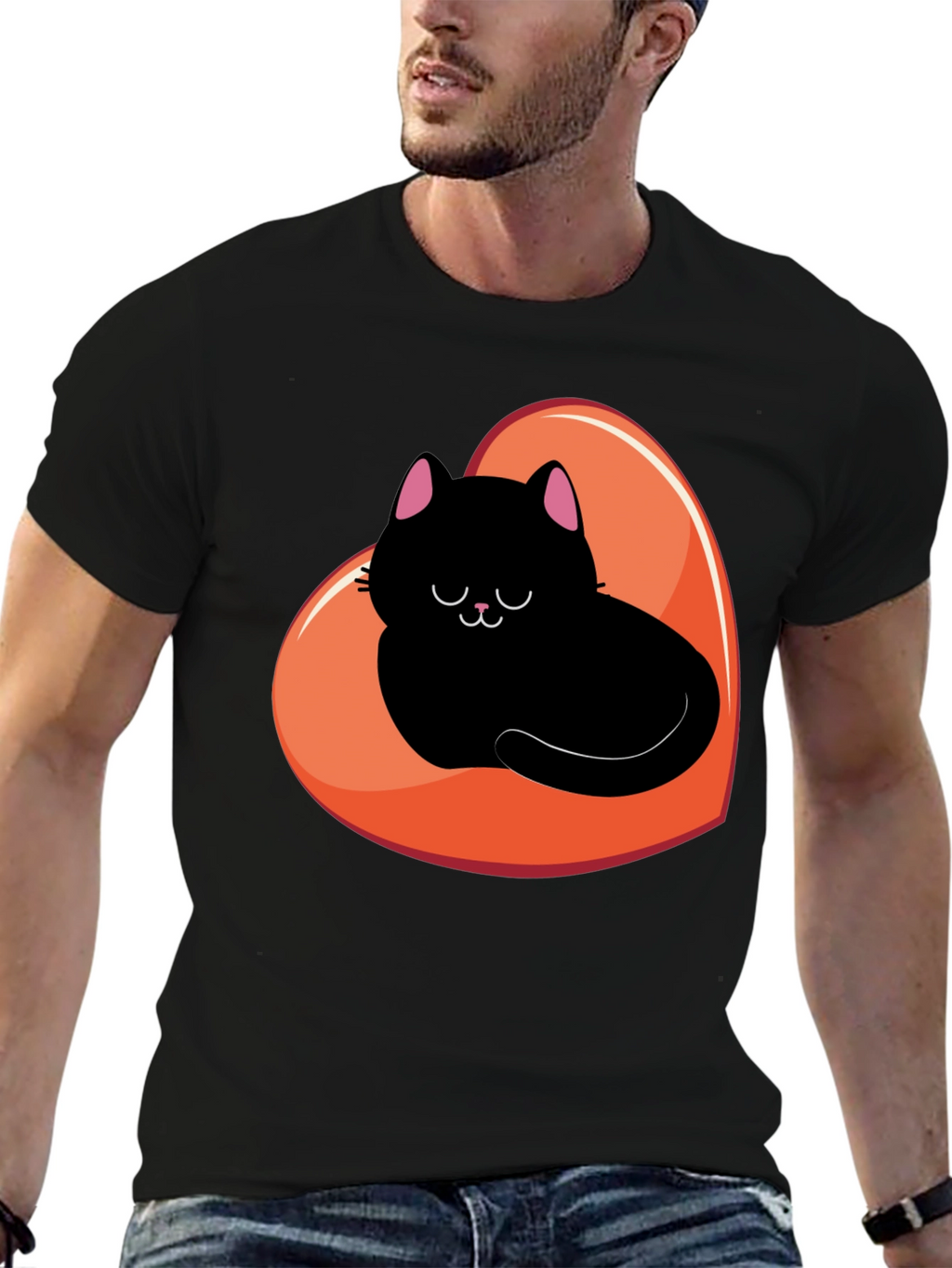 Black Cat Heart Graphic Tee
