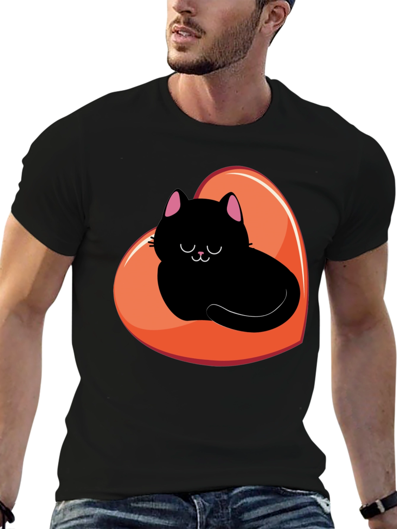 Black Cat Heart Graphic Tee