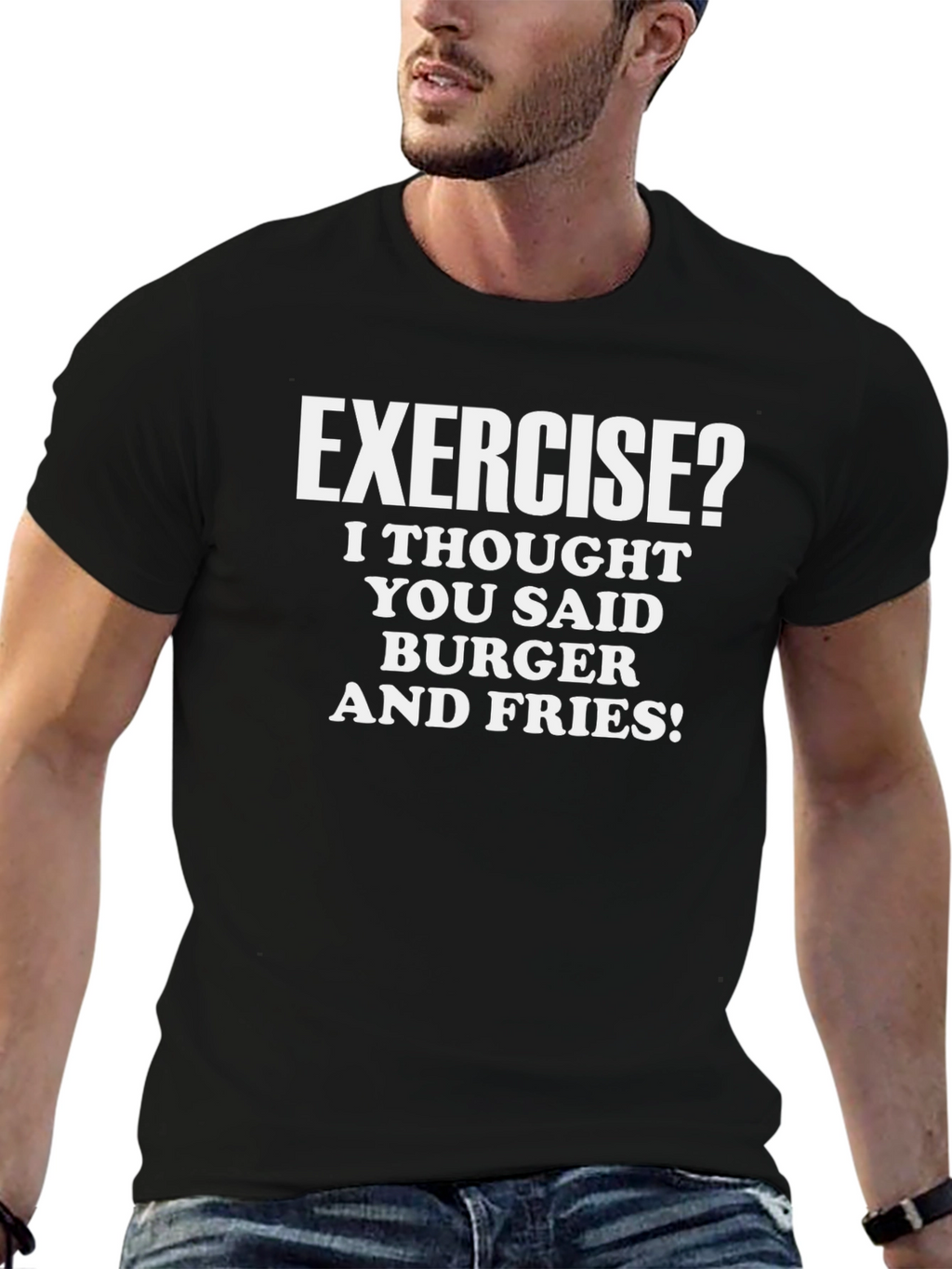 Exercise? Burger & Fries T-Shirt - Funny Foodie Tee