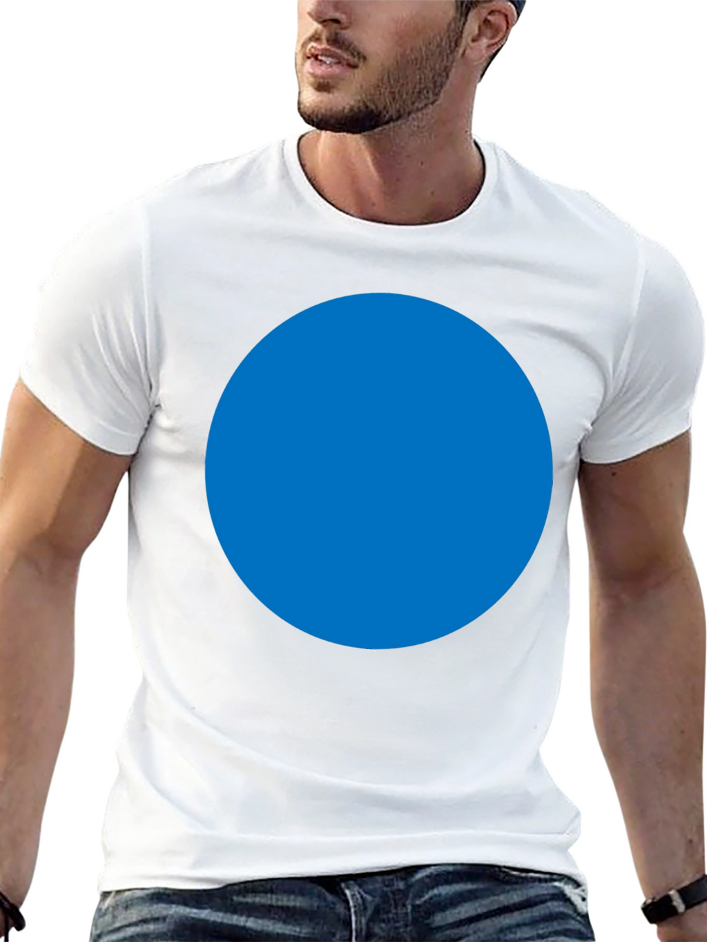 Mens Black T-Shirt with Blue Circle Design