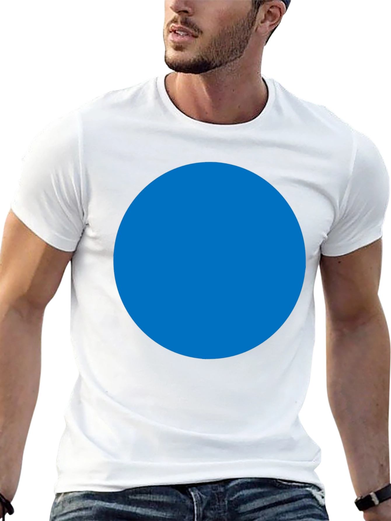Mens Black T-Shirt with Blue Circle Design