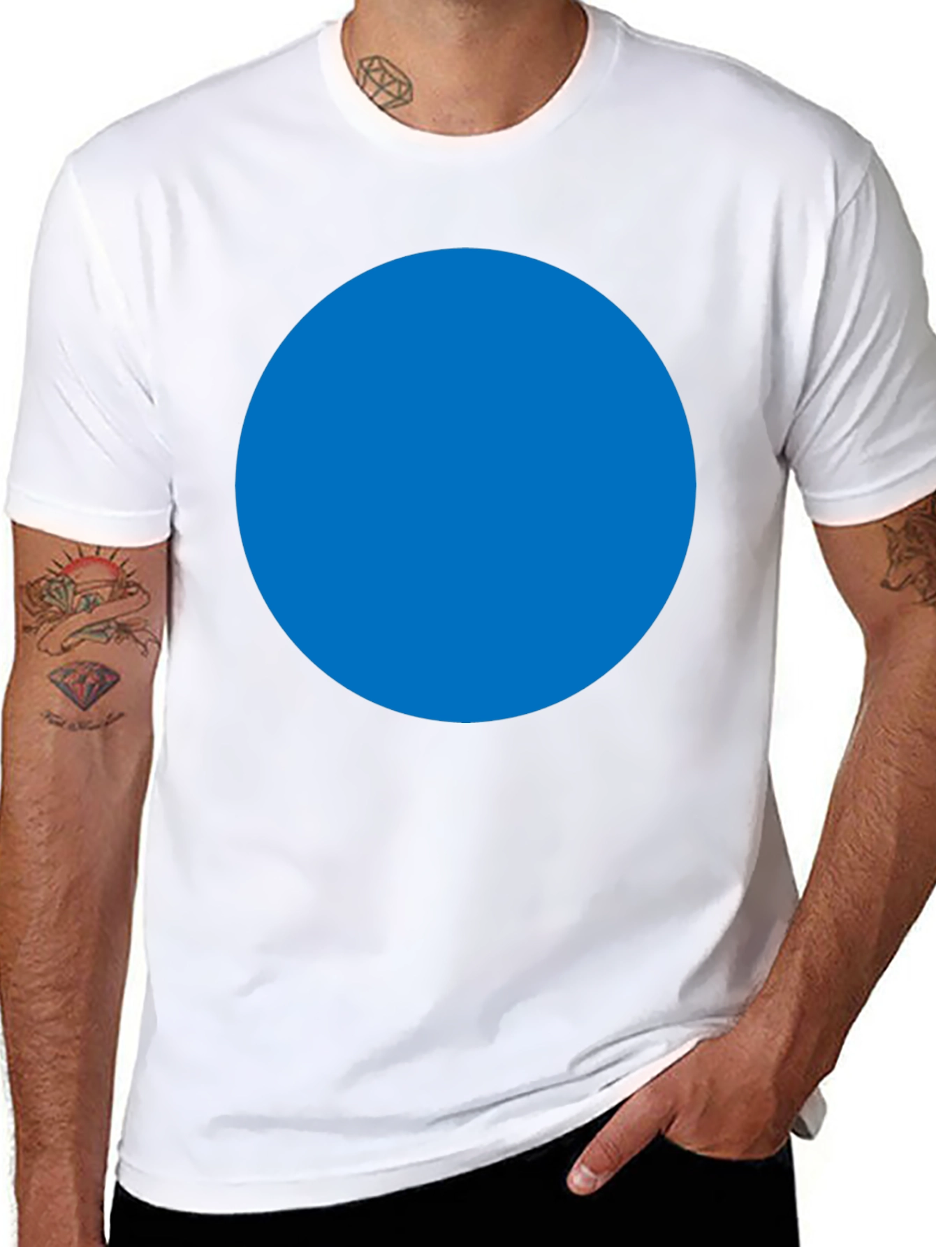 Mens Black T-Shirt with Blue Circle Design