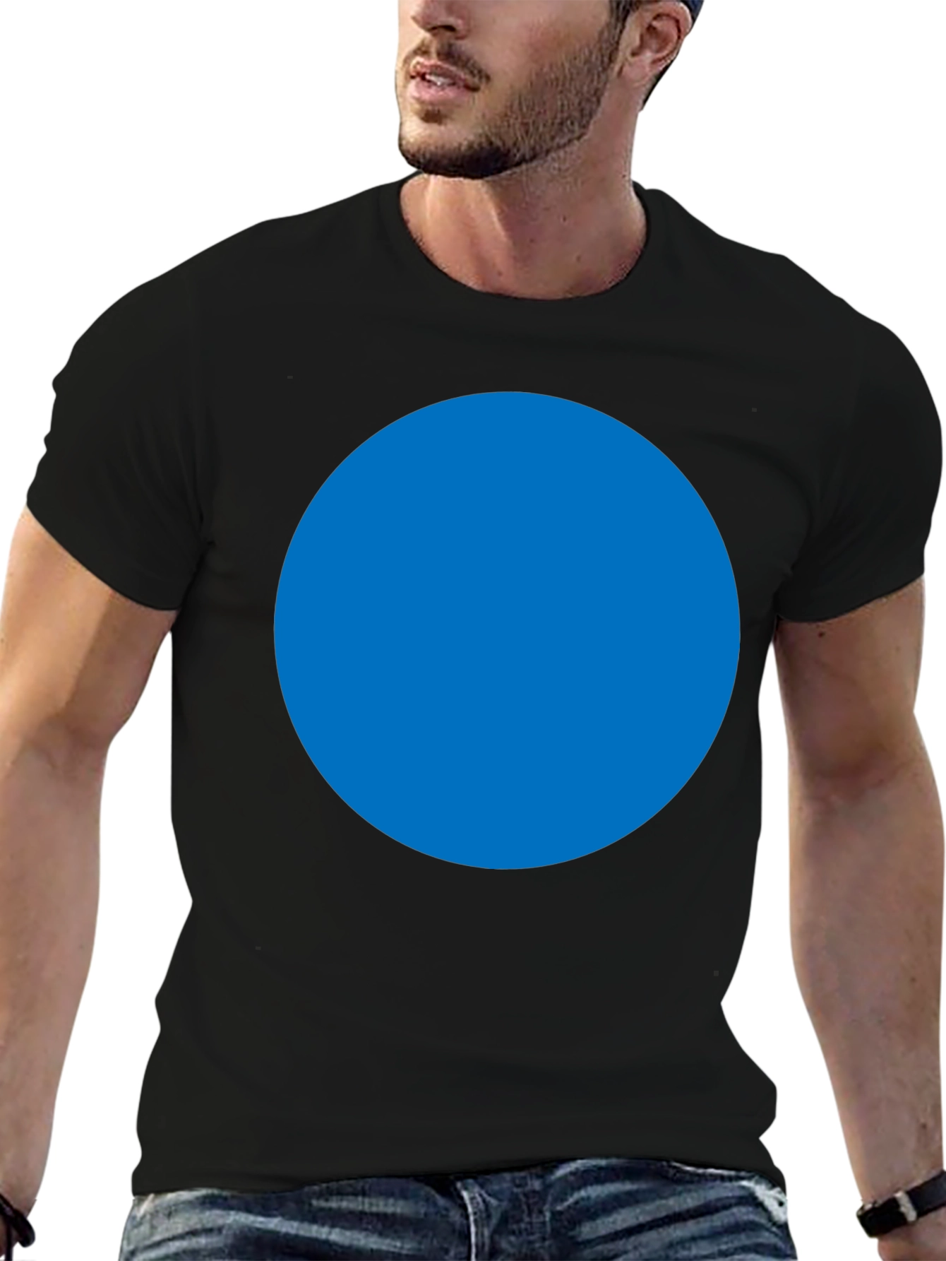 Mens Black T-Shirt with Blue Circle Design