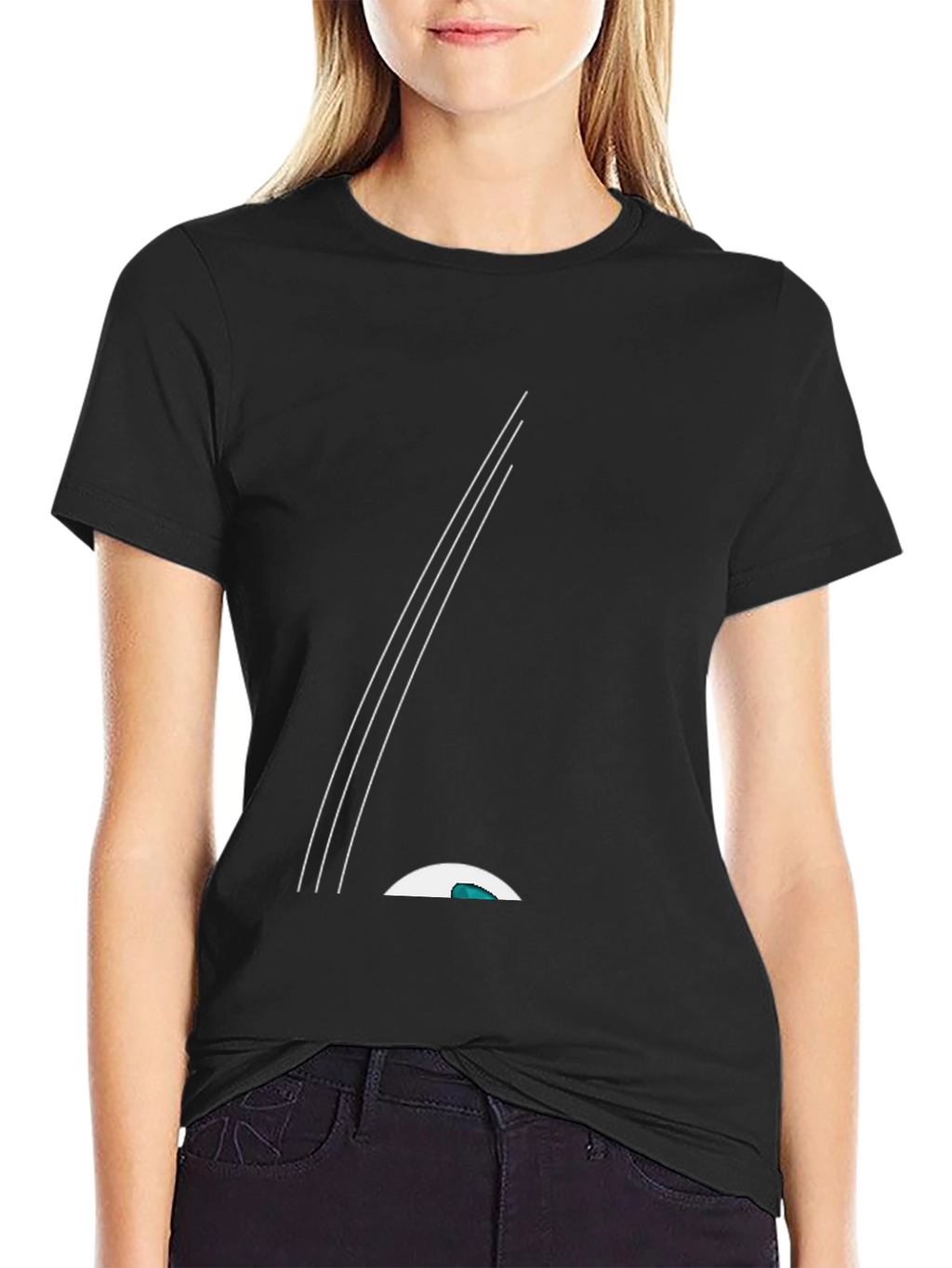 Sleek Black Tee with Minimalist Graphic Design