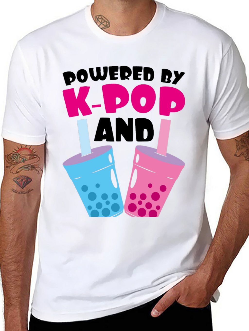 Powered by K-Pop and Boba Black T-Shirt