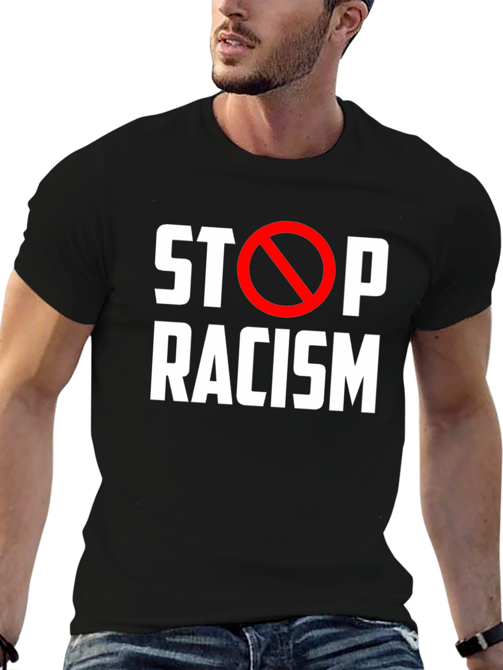 Stop Racism Black T-Shirt