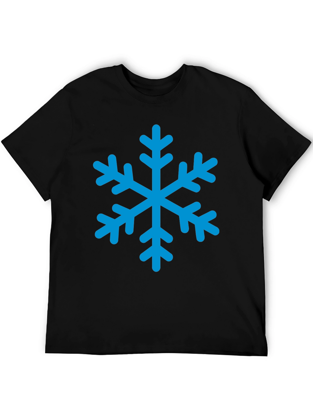 Black T-Shirt with Blue Snowflake Graphic