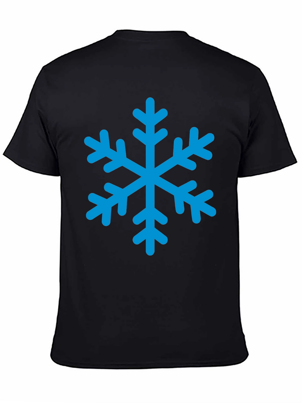 Black T-Shirt with Blue Snowflake Graphic