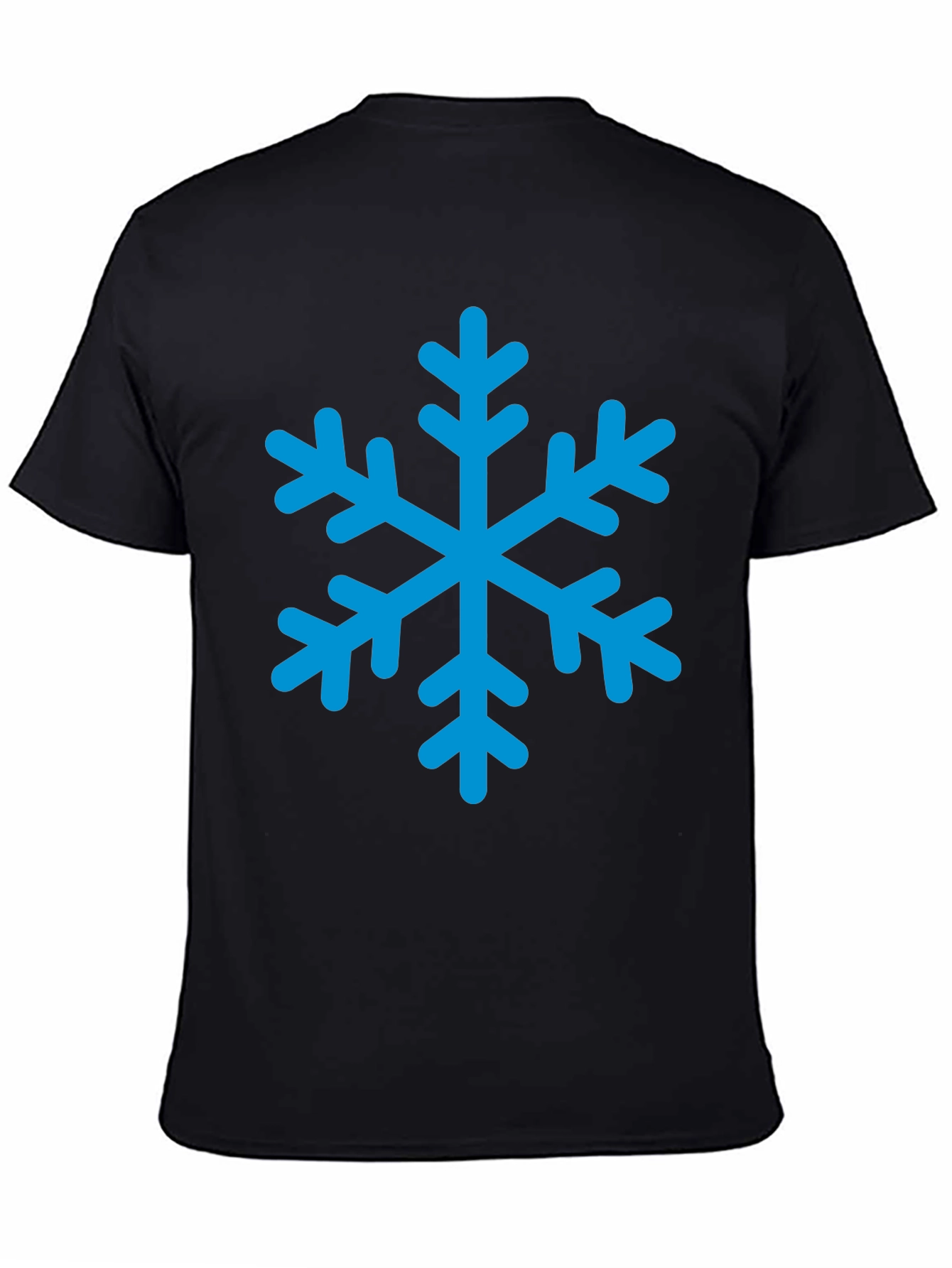 Black T-Shirt with Blue Snowflake Graphic