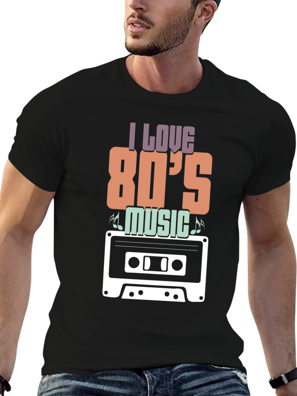 I Love 80s Music Cassette Tape Graphic T-Shirt