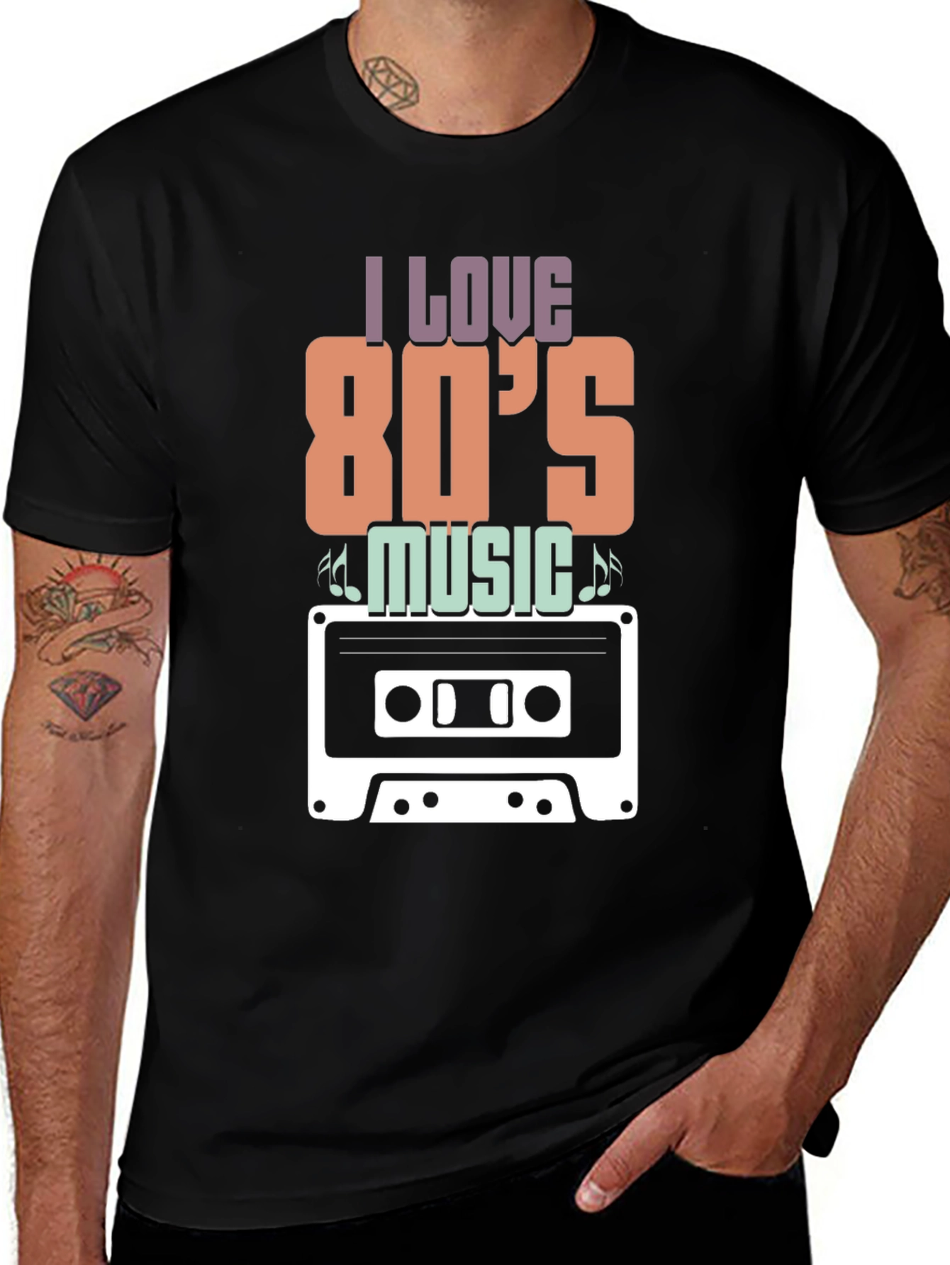 I Love 80s Music Cassette Tape Graphic T-Shirt