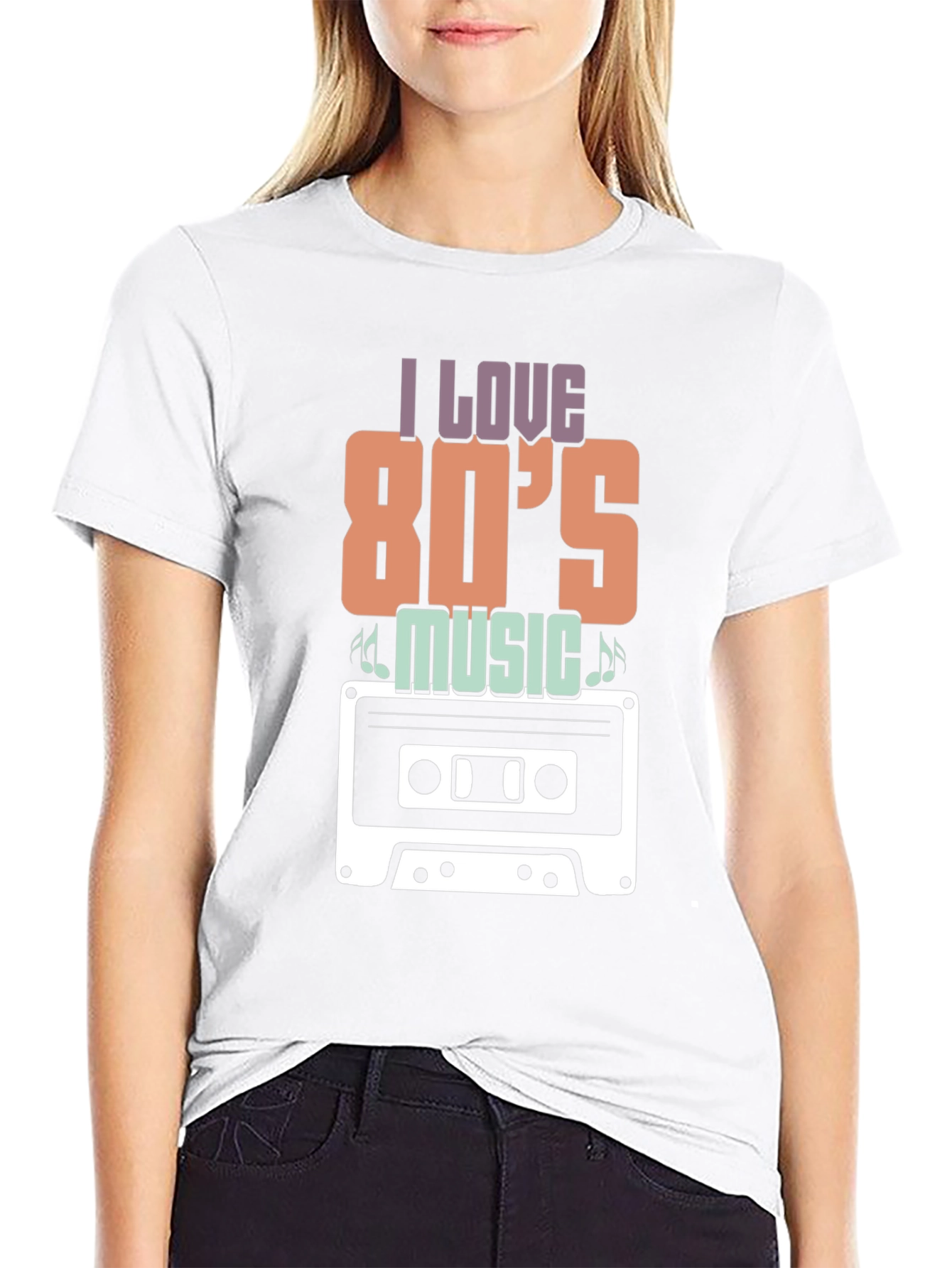 I Love 80s Music Cassette Tape Graphic T-Shirt
