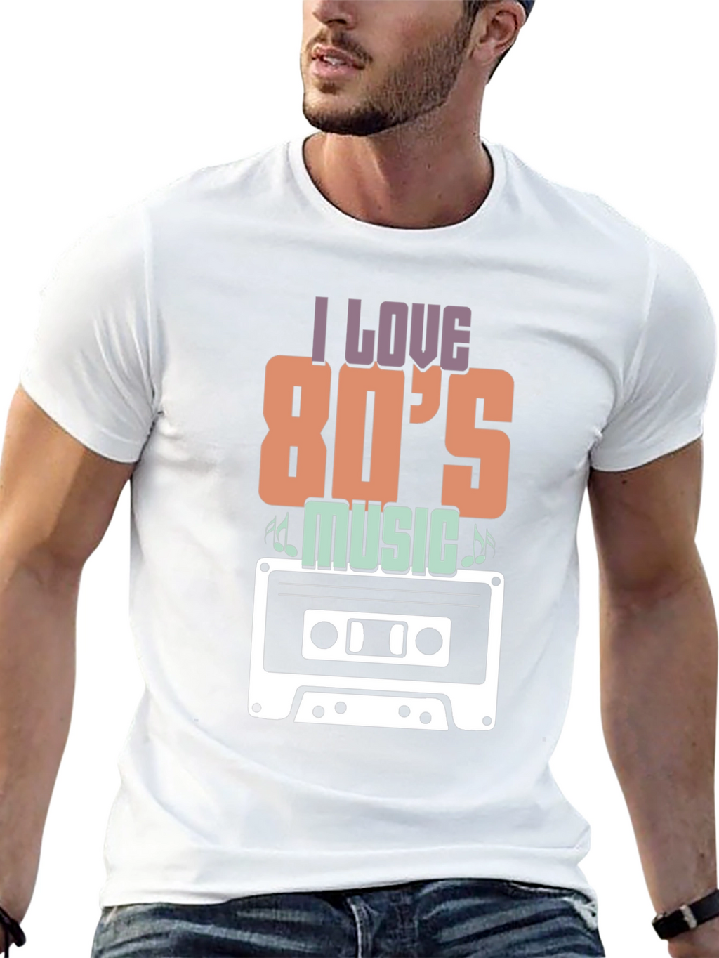 I Love 80s Music Cassette Tape Graphic T-Shirt