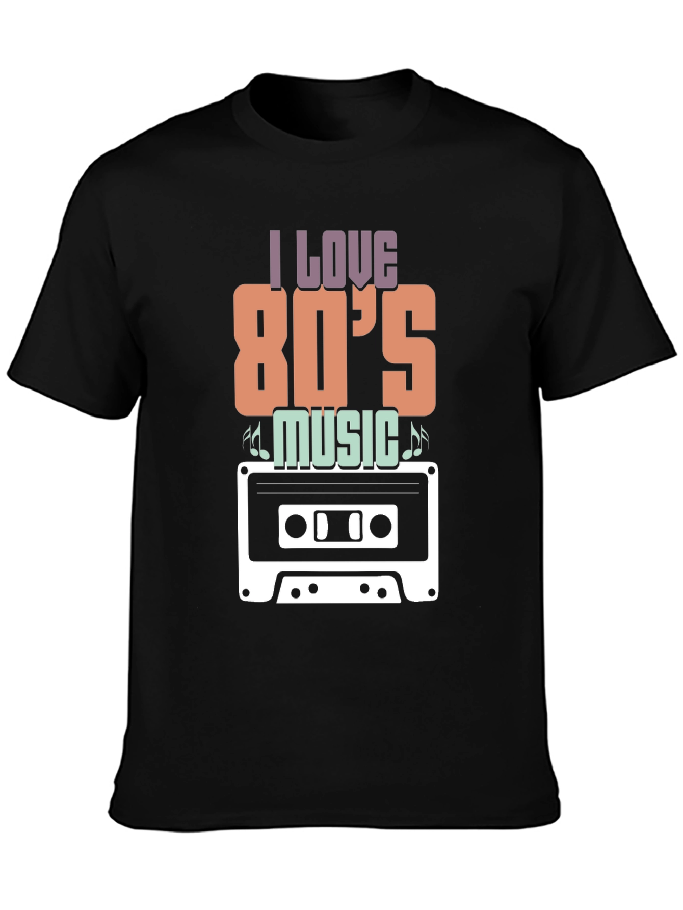 I Love 80s Music Cassette Tape Graphic T-Shirt