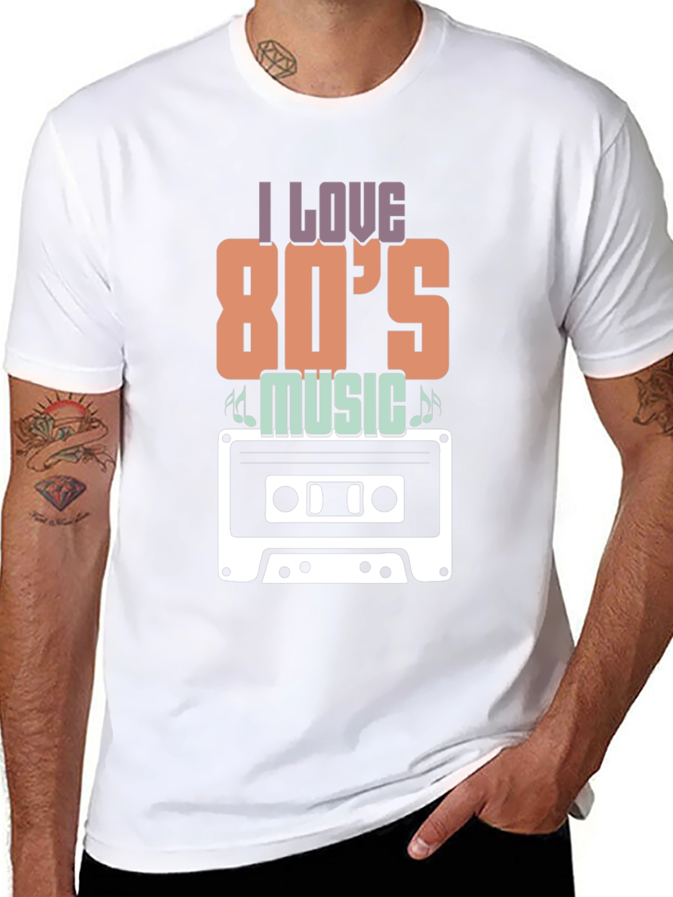 I Love 80s Music Cassette Tape Graphic T-Shirt