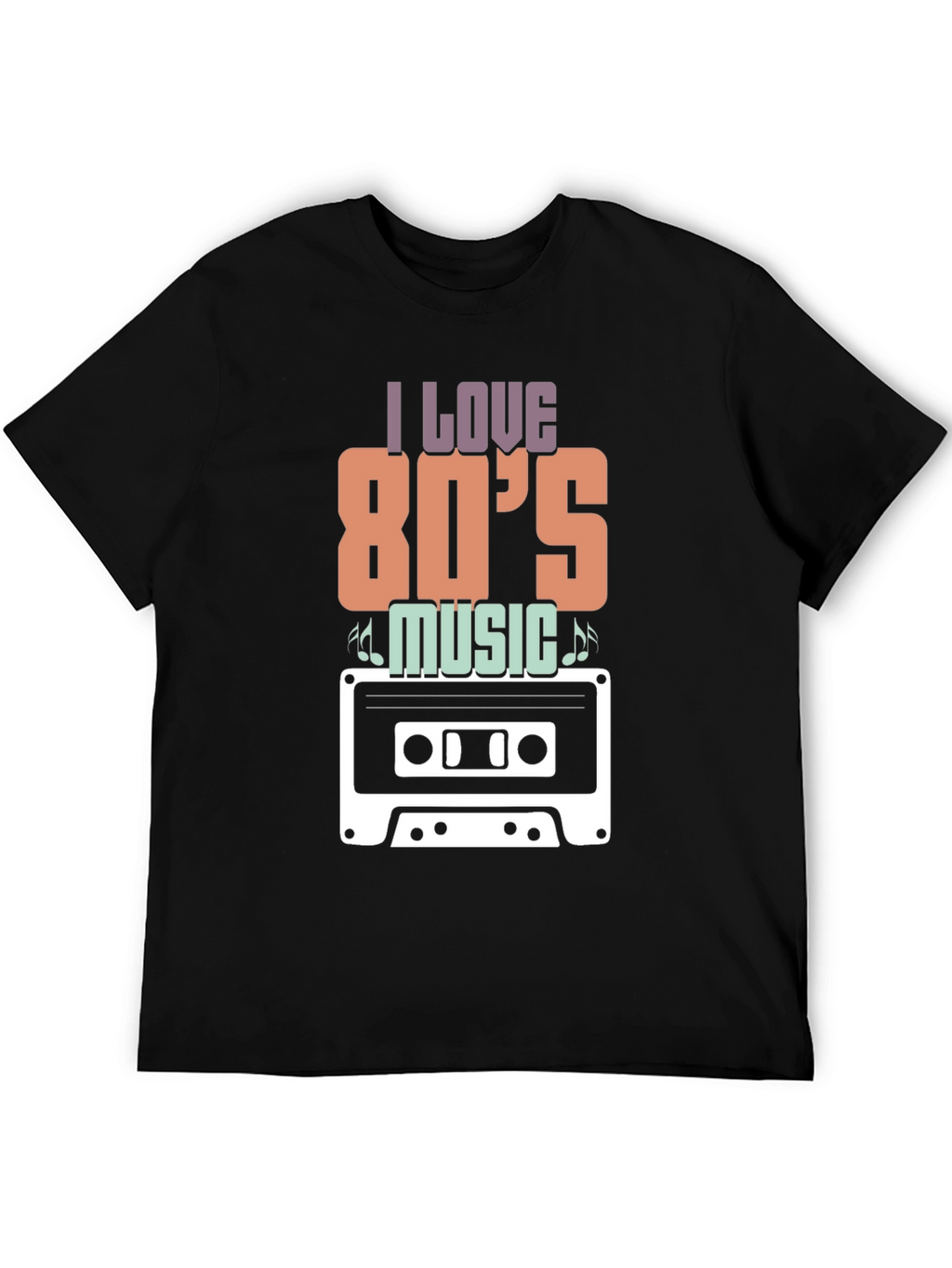 I Love 80s Music Cassette Tape Graphic T-Shirt