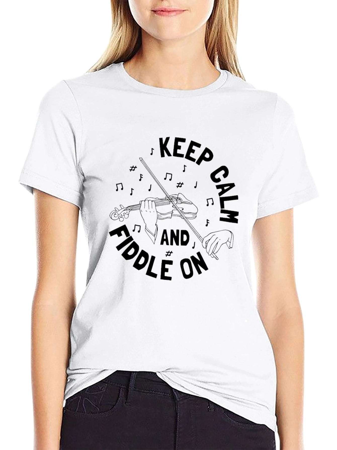 Keep Calm and Fiddle On Black T-Shirt