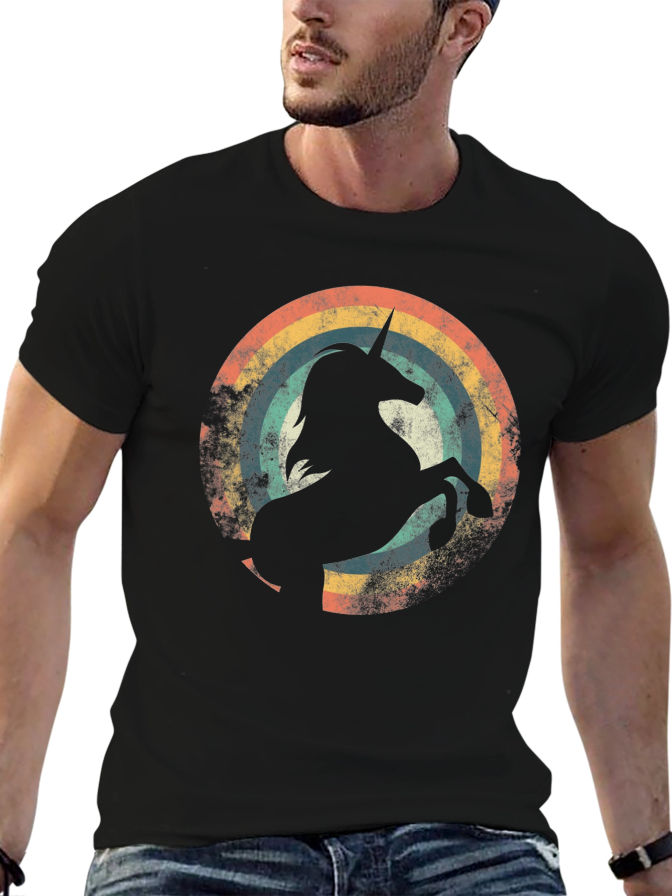 Retro Unicorn Rainbow Graphic Tee
