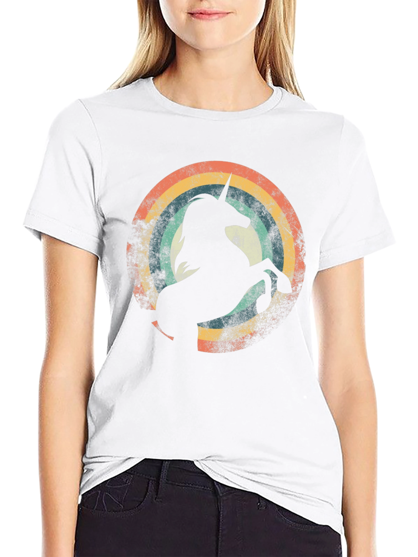 Retro Unicorn Rainbow Graphic Tee