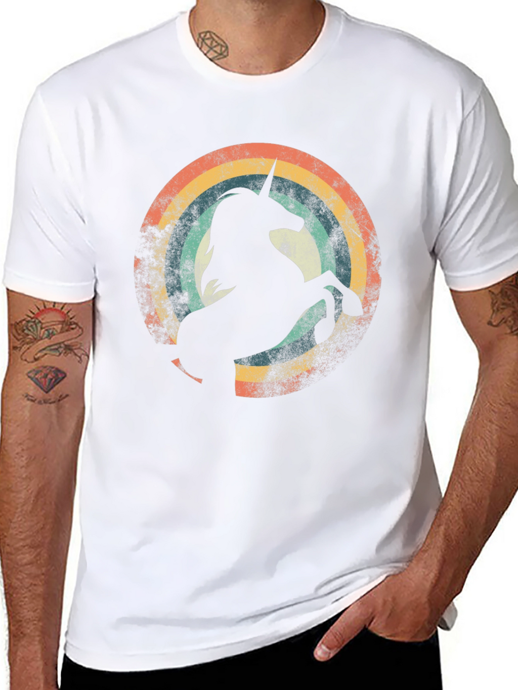 Retro Unicorn Rainbow Graphic Tee