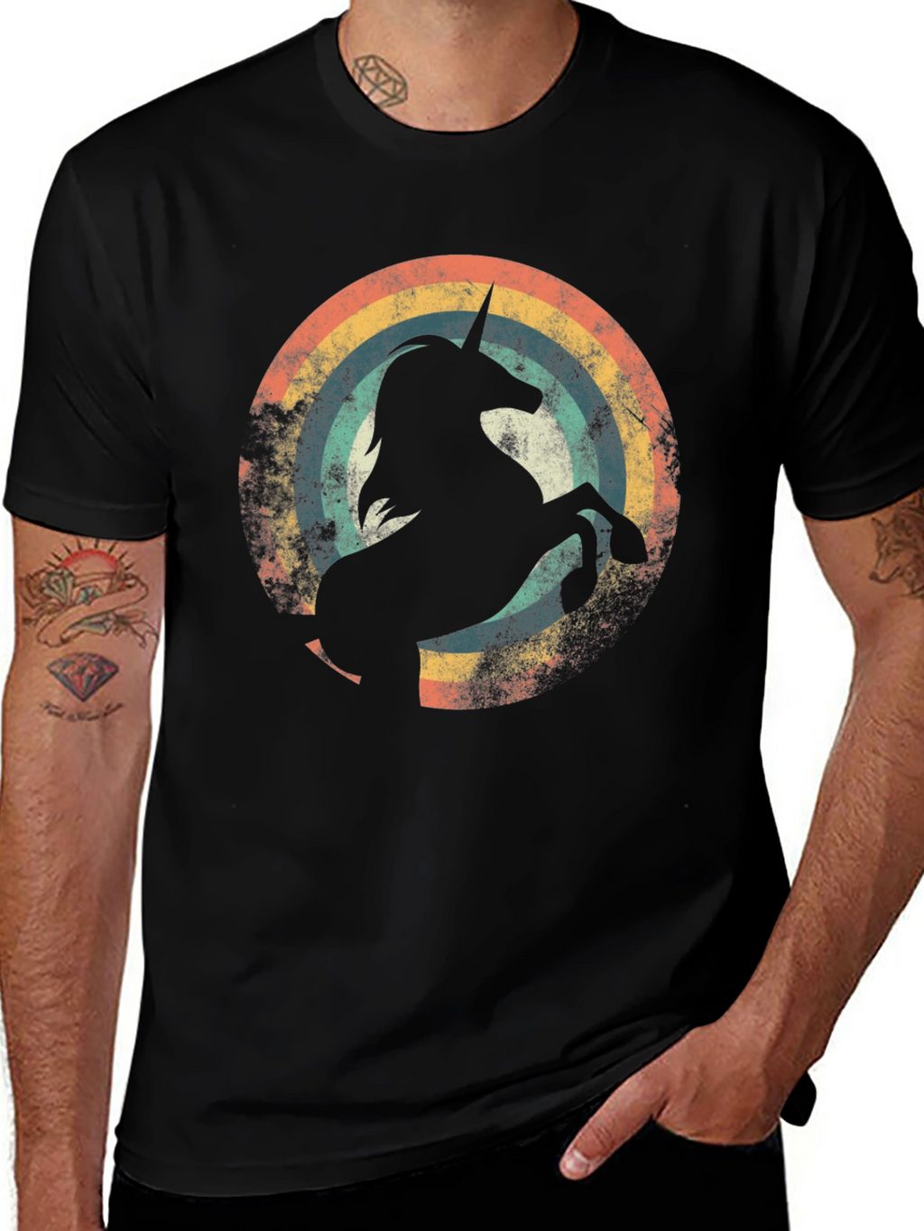Retro Unicorn Rainbow Graphic Tee