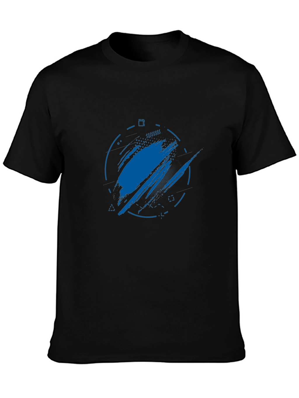 Abstract Blue Graphic Print Black T-Shirt