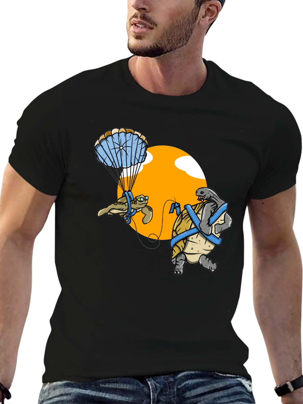 Turtle Parachute Fun Graphic T-Shirt